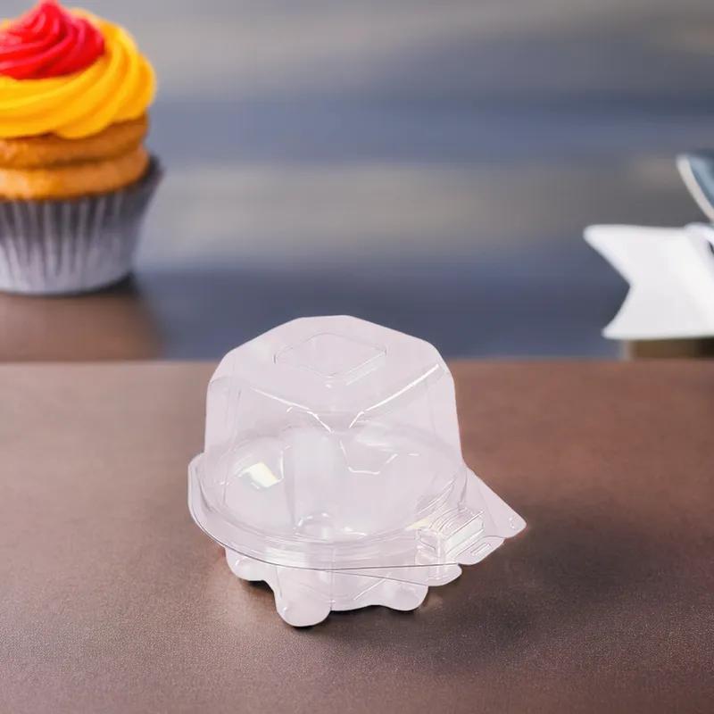 Cupcake Muffin Hinged Container With Dome Lid 3.95X4.75X3.46 IN PET Clear Round 320/Case