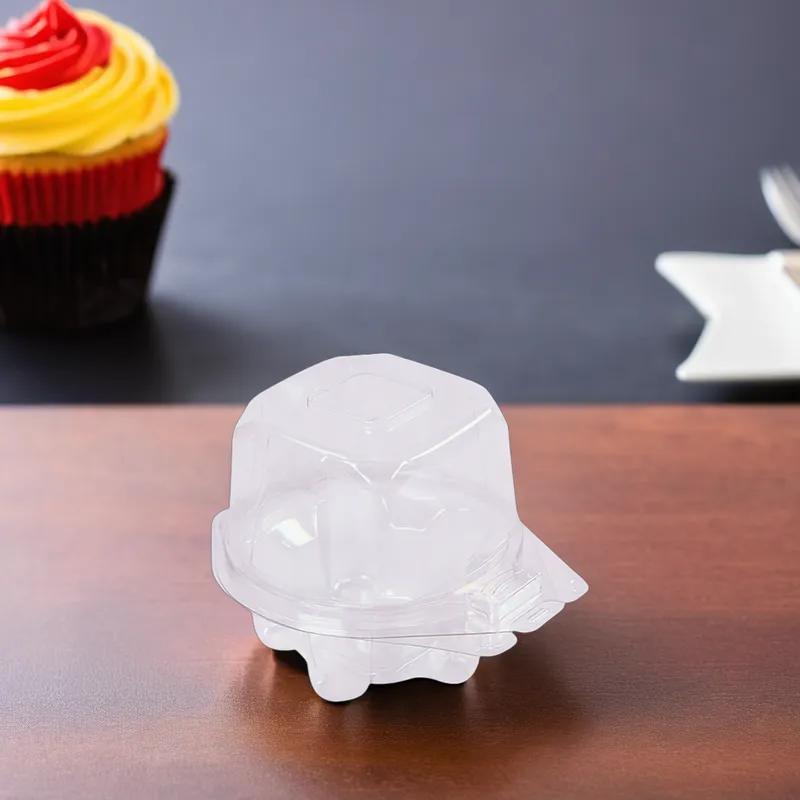 Cupcake Muffin Hinged Container With Dome Lid 3.95X4.75X3.46 IN PET Clear Round 320/Case