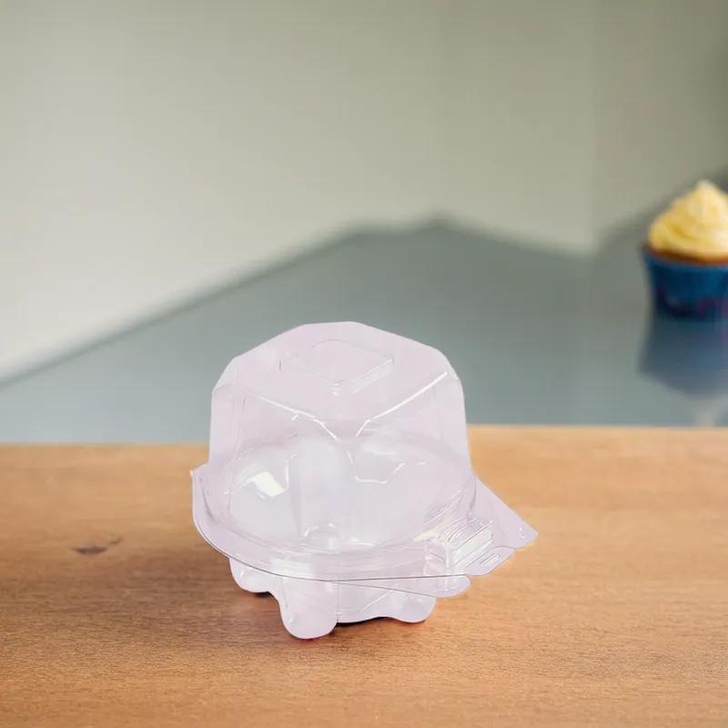 Cupcake Muffin Hinged Container With Dome Lid 3.95X4.75X3.46 IN PET Clear Round 320/Case