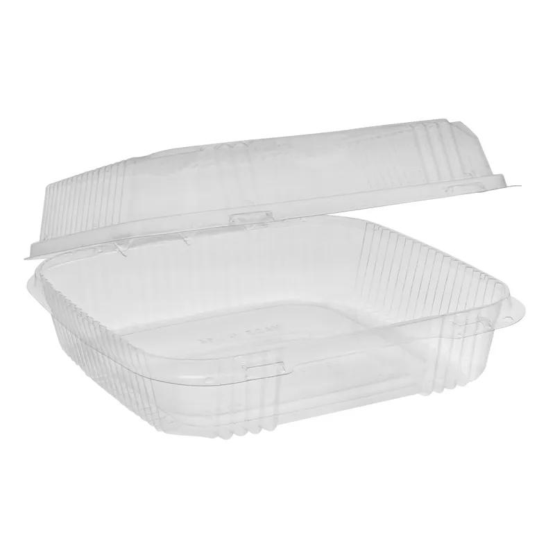 Take-Out Container Hinged With Dome Lid 8X8X2.906 IN PLA Clear Square 200/Case