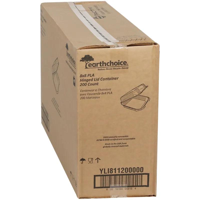 Take-Out Container Hinged With Dome Lid 8X8X2.906 IN PLA Clear Square 200/Case