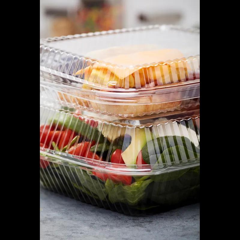 Take-Out Container Hinged With Dome Lid 8X8X2.906 IN PLA Clear Square 200/Case