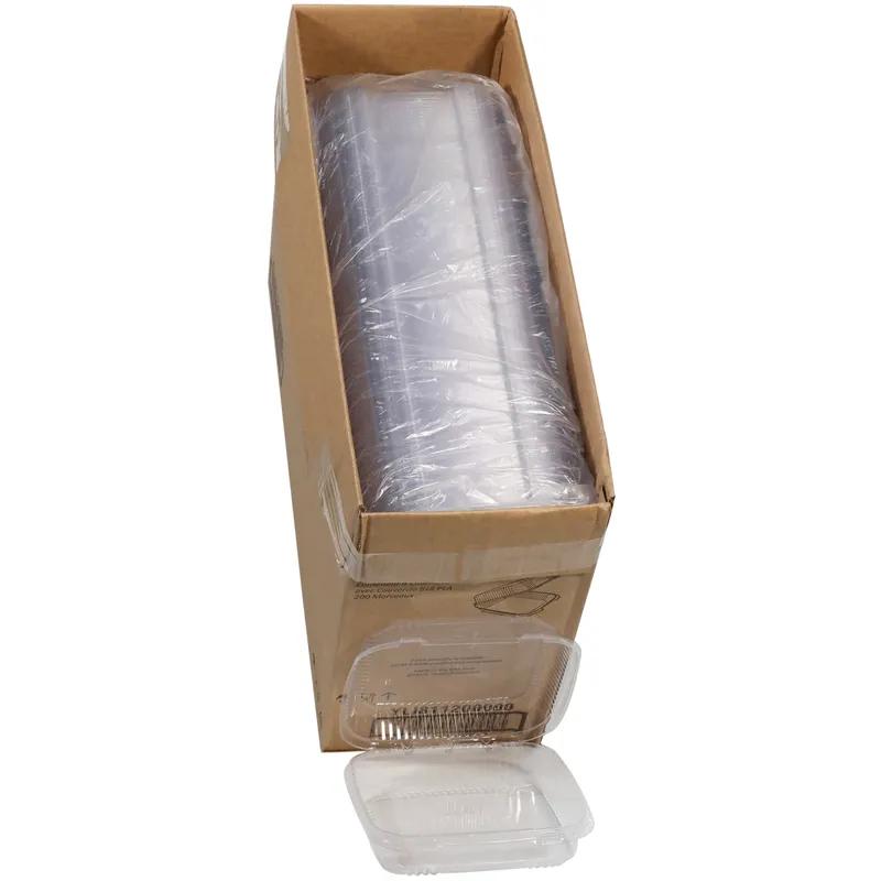 Take-Out Container Hinged With Dome Lid 8X8X2.906 IN PLA Clear Square 200/Case