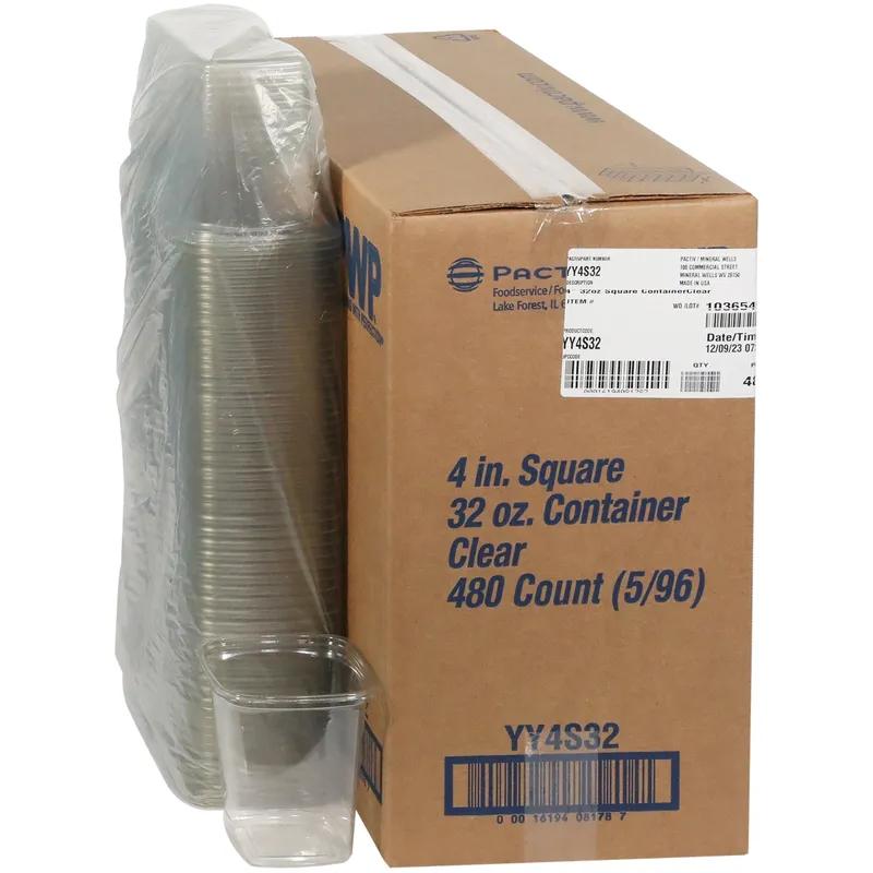 Deli Container Base 32 OZ PET Clear Square 480/Case
