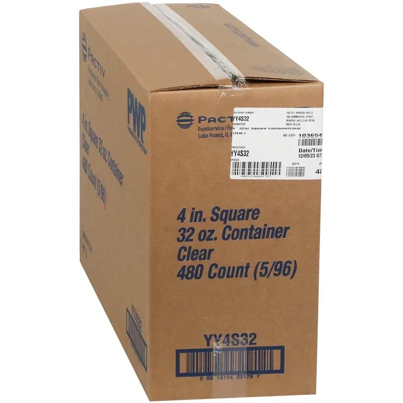 Deli Container Base 32 OZ PET Clear Square 480/Case