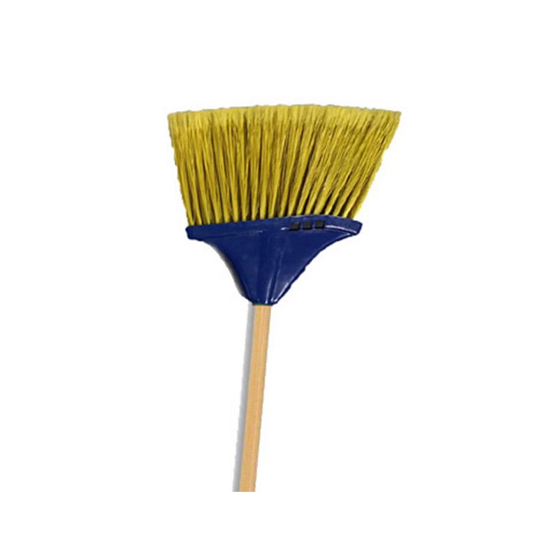General Purpose Broom Medium (MED) 48IN Yellow Blue Wood PET Angled Flagged Bristles 1/Each