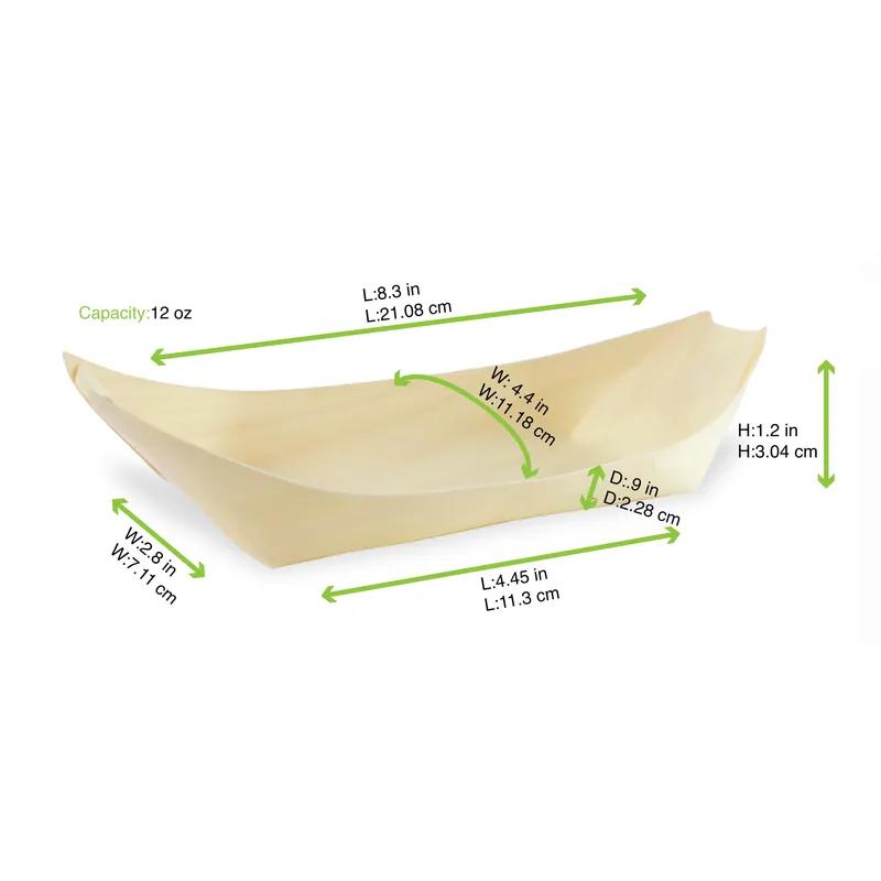 Food Tray 0.75 LB Wood Boat Microwave Safe Oven Safe Grease Resistant 50 Count/Pack 10 Packs/Case 500 Count/Case