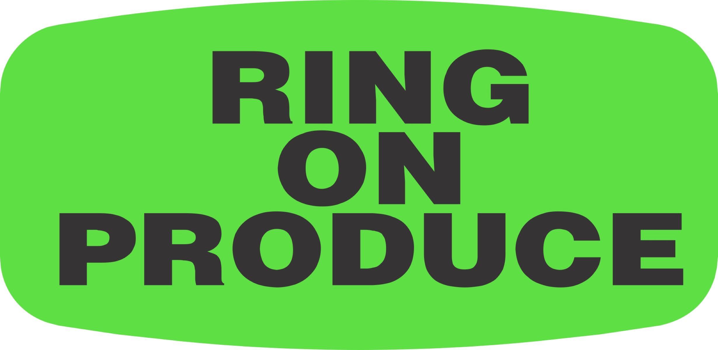 Ring on Produce Label 0.625X1.25 IN Black Fluorescent Green Short Oval 1000/Roll
