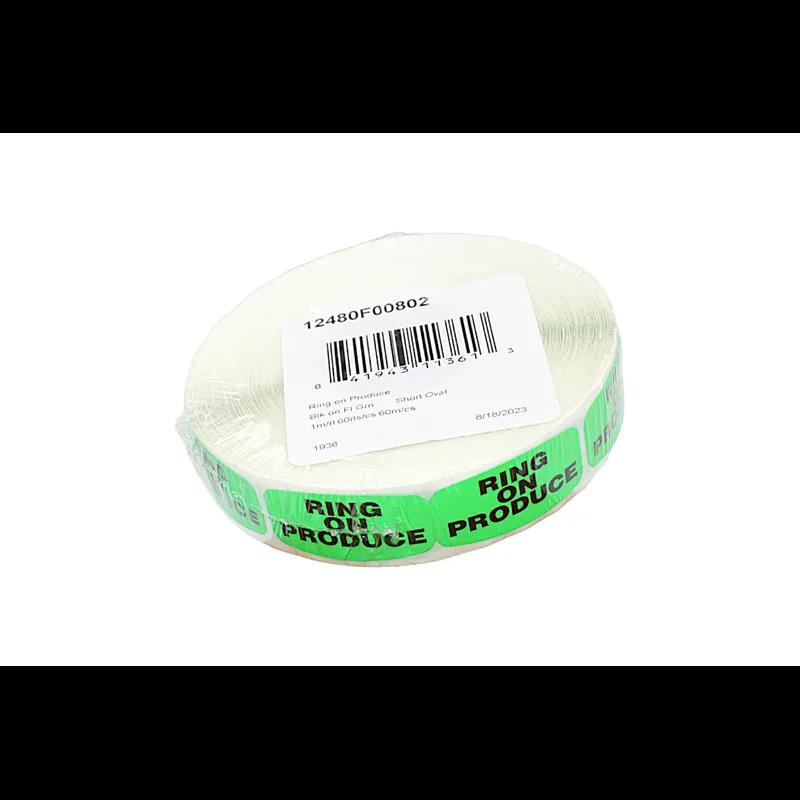 Ring on Produce Label 0.625X1.25 IN Black Fluorescent Green Short Oval 1000/Roll