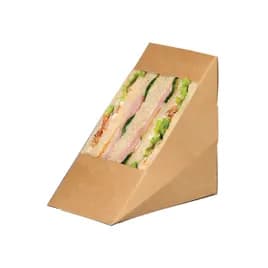 Sandwich Wedge XL 4.8X3.2X4.8 IN Corrugated Paperboard PET Kraft With Window 50 Count/Pack 10 Packs/Case 500 Count/Case