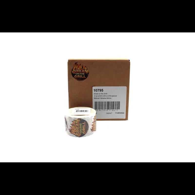 Grill Meat Label 2.03X2.18 IN 4 Color Process UV 500 Count/Roll 12 Rolls/Case 6000 Count/Case