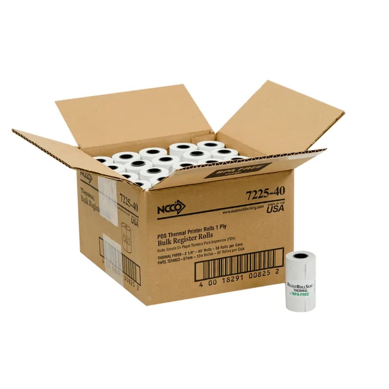 Credit Card Cash Register Receipt Roll 2.25IN X40FT White Thermal Paper 50/Case