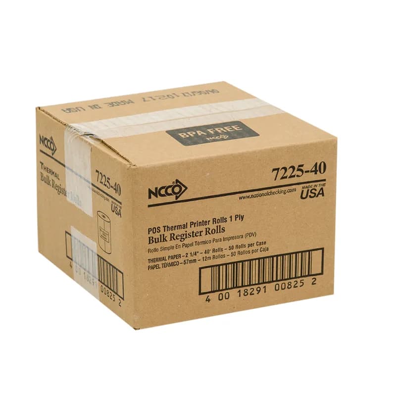 Credit Card Cash Register Receipt Roll 2.25IN X40FT White Thermal Paper 50/Case
