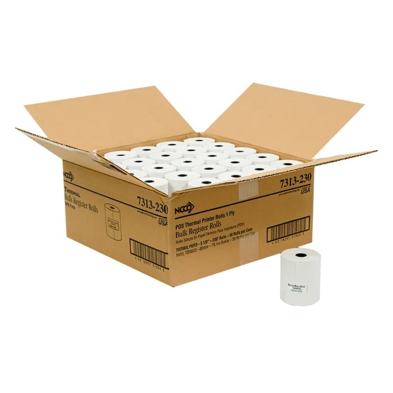 Register Tape Roll 3.13IN X230FT 1PLY White Thermal 50/Case