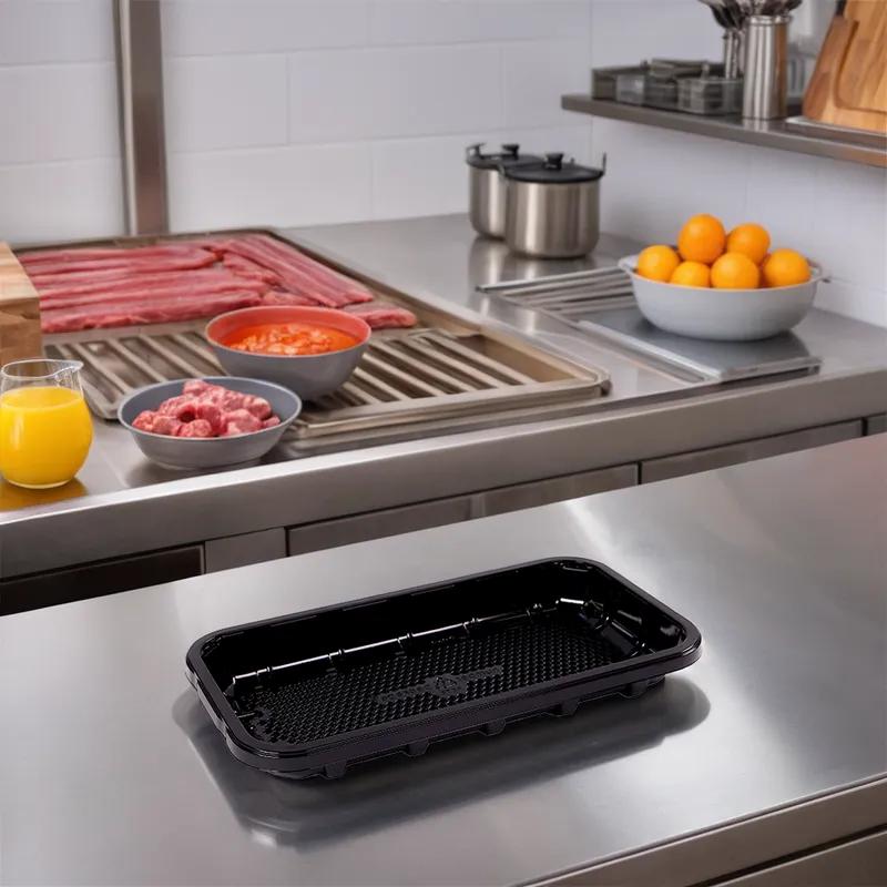 EZ-Tray 10D Meat Tray 10.75X5.75X1.25 IN APET Deep Black Rectangle Honeycomb 300/Case
