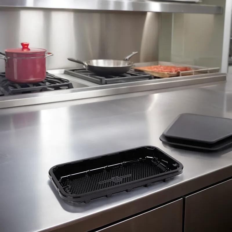 EZ-Tray 10D Meat Tray 10.75X5.75X1.25 IN APET Deep Black Rectangle Honeycomb 300/Case