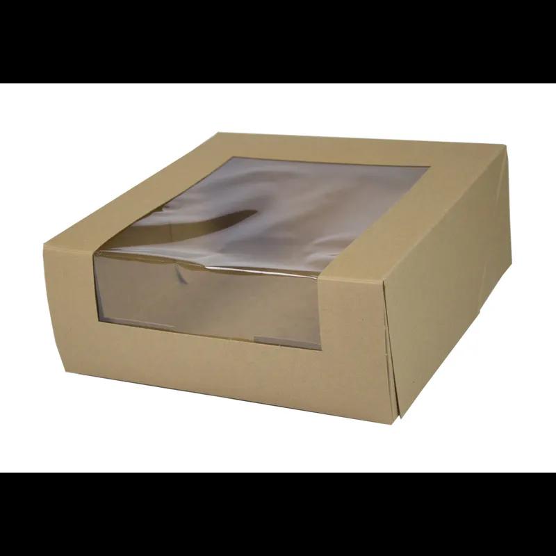 VIEWit Bakery Box 8X8X3.5 IN Kraft 4 Corner Beers Waterfall With Window 150/Case