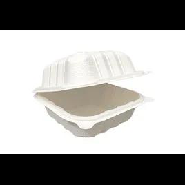 Pebble Box Take-Out Container Hinged 6X6X3.25 IN PP White Square Microwave Safe Grease Resistant 250/Case