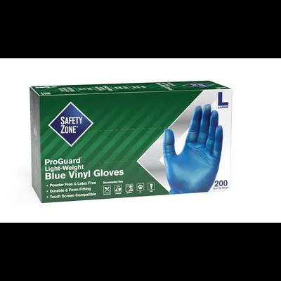 Gloves Large (LG) Blue Standard Vinyl Disposable Powder-Free 200 Count/Pack 10 Packs/Case 2000 Count/Case