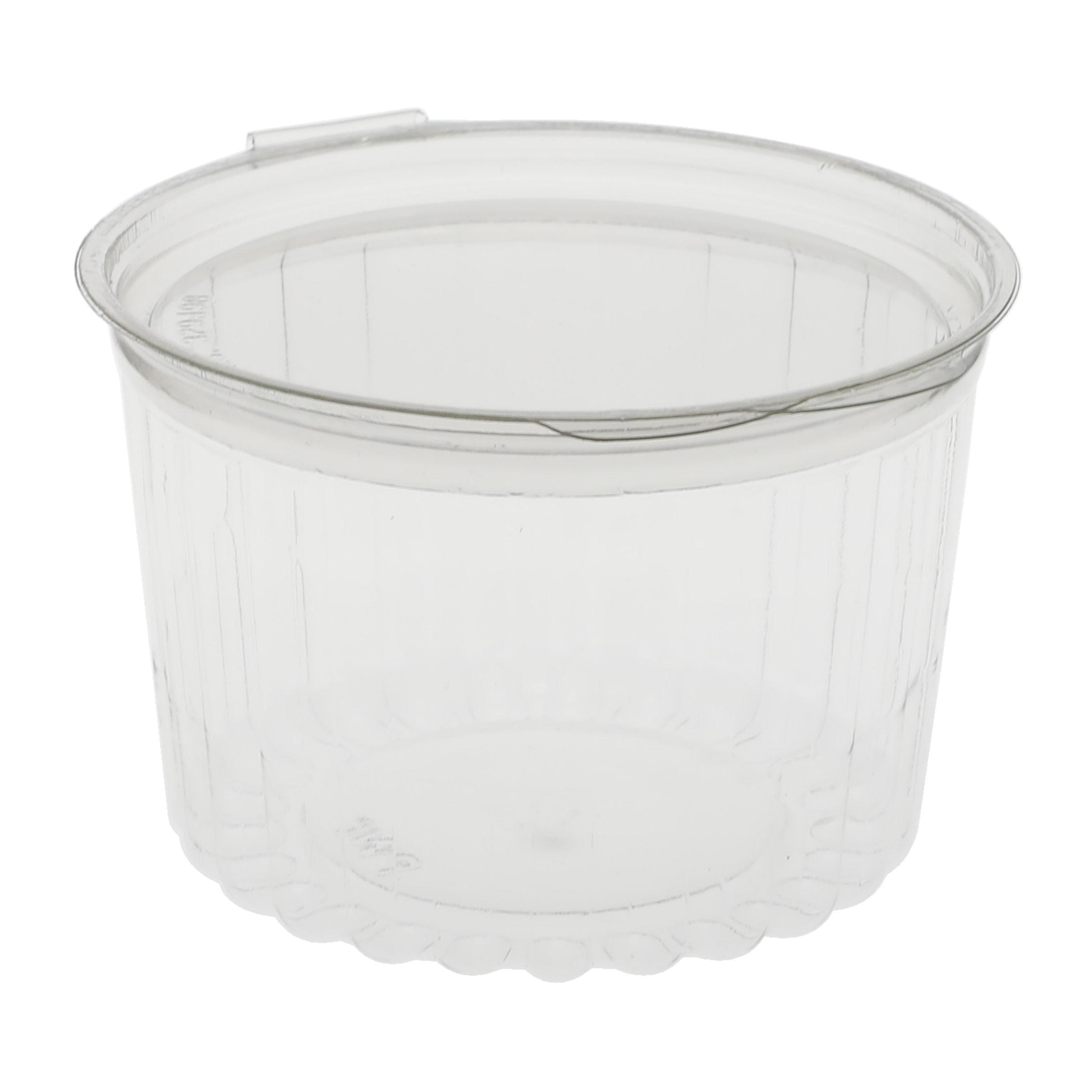 Bowl & Lid Combo With Flat Lid 18 OZ PET Clear Round Hinged 250/Case