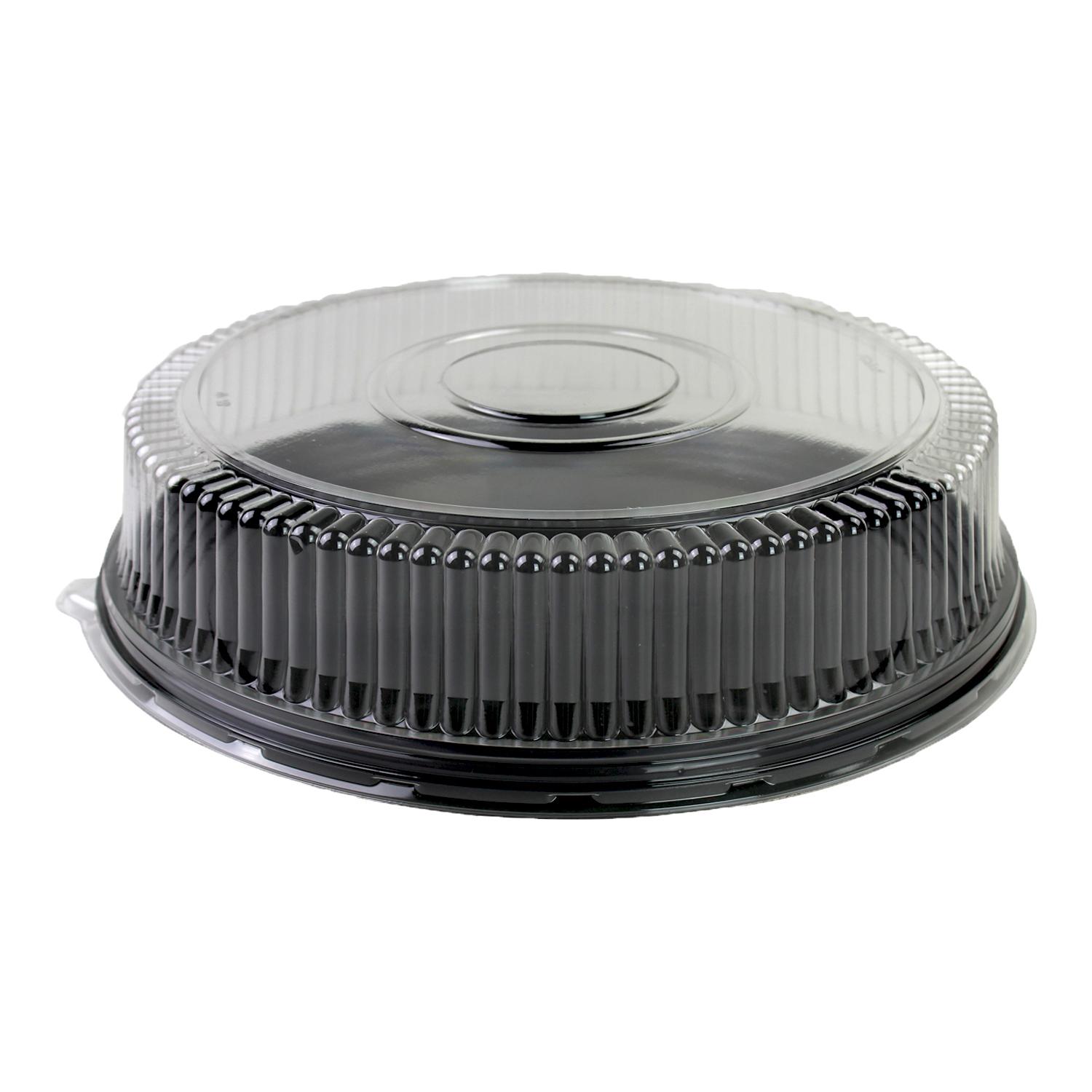 Serving Tray Base & Lid Combo 18X5.01 IN PET Black Clear Round 25/Case