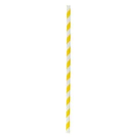 Straw 0.2X7.75 IN Paper Yellow Stripe Unwrapped 500 Count/Pack 6 Packs/Case 3000 Count/Case