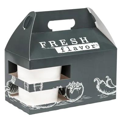 Lunch Take-Out Box Barn 9.5X5X5 IN SBS Paperboard Black White Rectangle With Handle Microwave Safe 100/Case