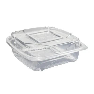 Take-Out Container Hinged 8X8X3 IN PLA Clear Square 160/Case