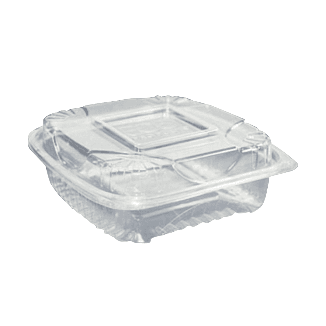 Take-Out Container Hinged 8X8X3 IN PLA Clear Square 160/Case