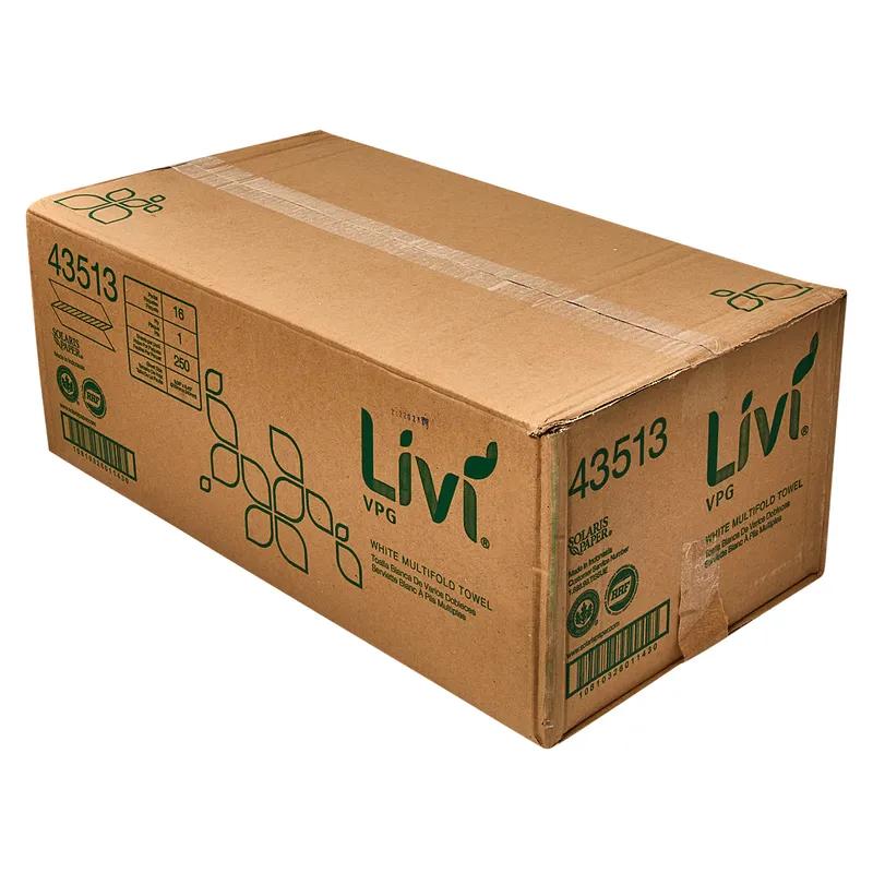 Livi® Folded Paper Towel White Multifold 250 Sheets/Pack 16 Packs/Case 4000 Sheets/Case