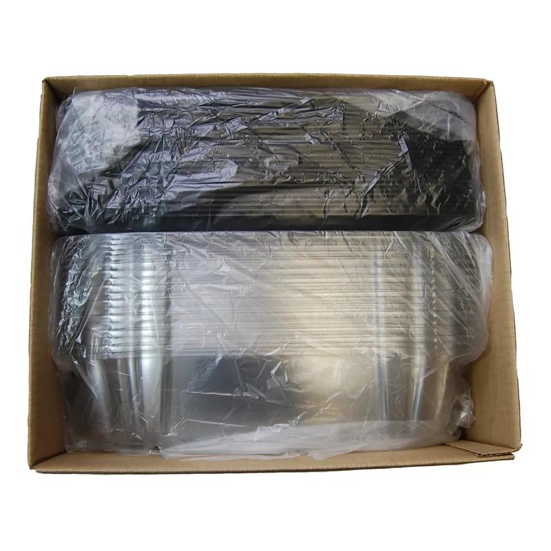 UltraStack® Serving Tray Base & Lid Combo With Dome Lid 16X16X4.65 IN PET Black Clear Square 25/Case