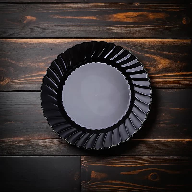 WNA Plate 6 IN Plastic Black Round 180/Case