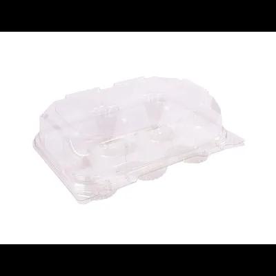 Cupcake Hinged Container With Dome Lid 9.82X6.99X3.47 IN 6 Compartment PET Clear Rectangle 144/Case