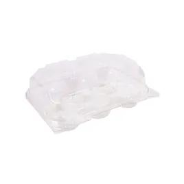Cupcake Hinged Container With Dome Lid 9.82X6.99X3.47 IN 6 Compartment PET Clear Rectangle 144/Case