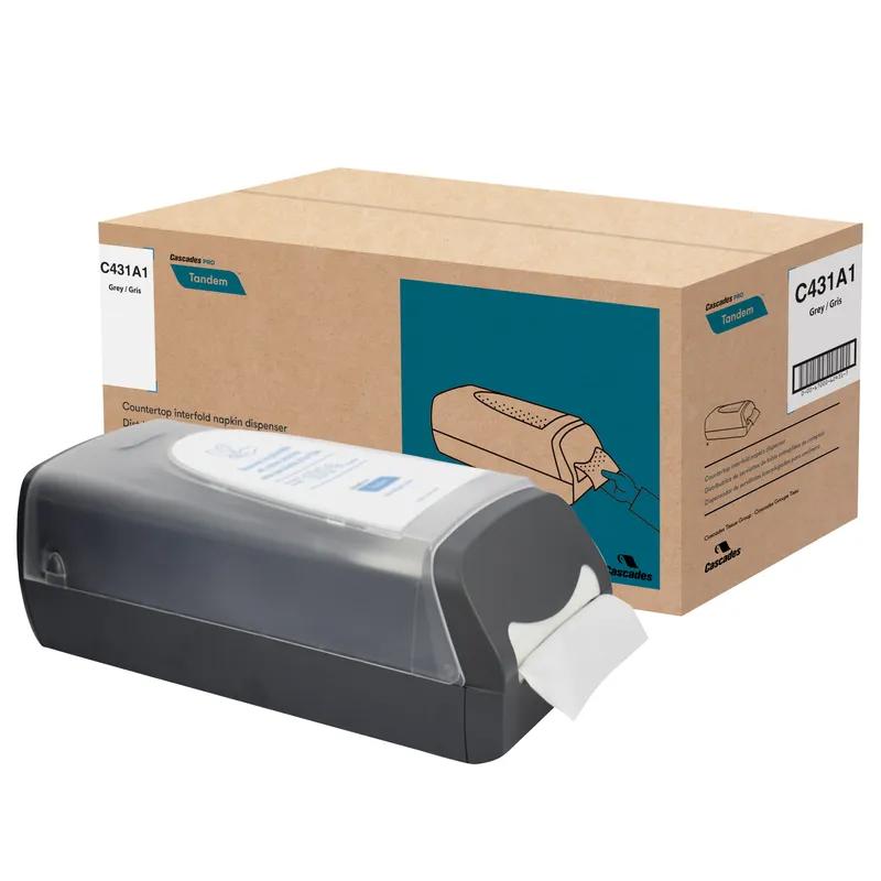 Cascades PRO Tandem® Napkin Dispenser 8.3X16.3X6.5 IN Gray Interfold Countertop 1/Each