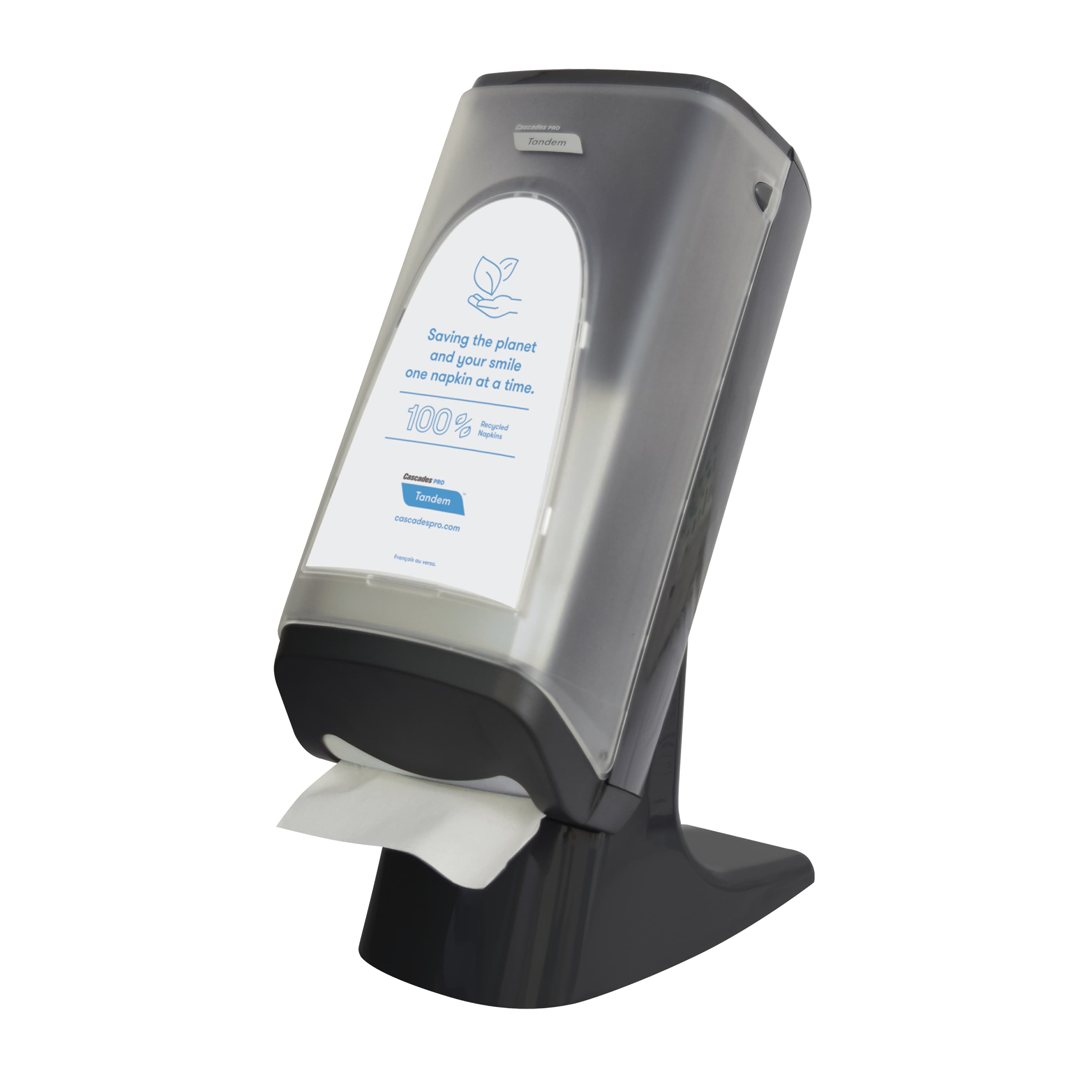 Cascades PRO Tandem® Napkin Dispenser Gray Plastic Interfold Stand Wall Mount 1/Each