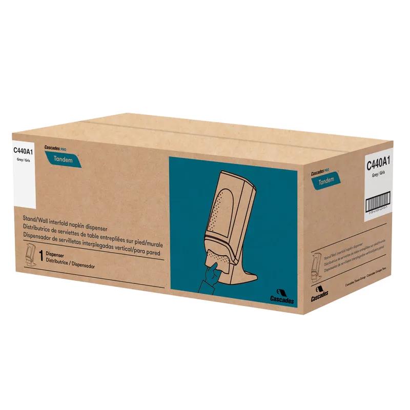 Cascades PRO Tandem® Napkin Dispenser Gray Plastic Interfold Stand Wall Mount 1/Each