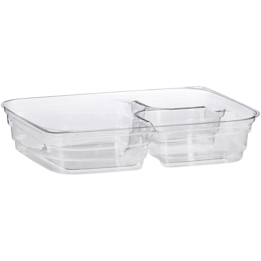 Deli Container Base 26 OZ 3 Compartment PET Clear Square 300/Case