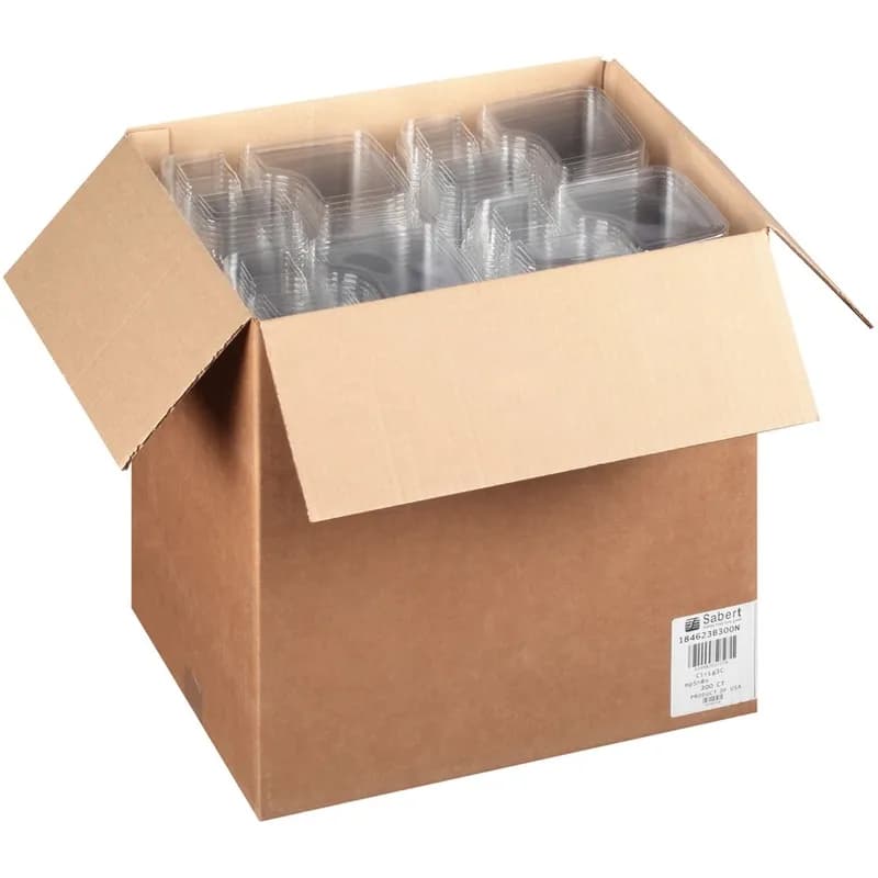 Deli Container Base 26 OZ 3 Compartment PET Clear Square 300/Case
