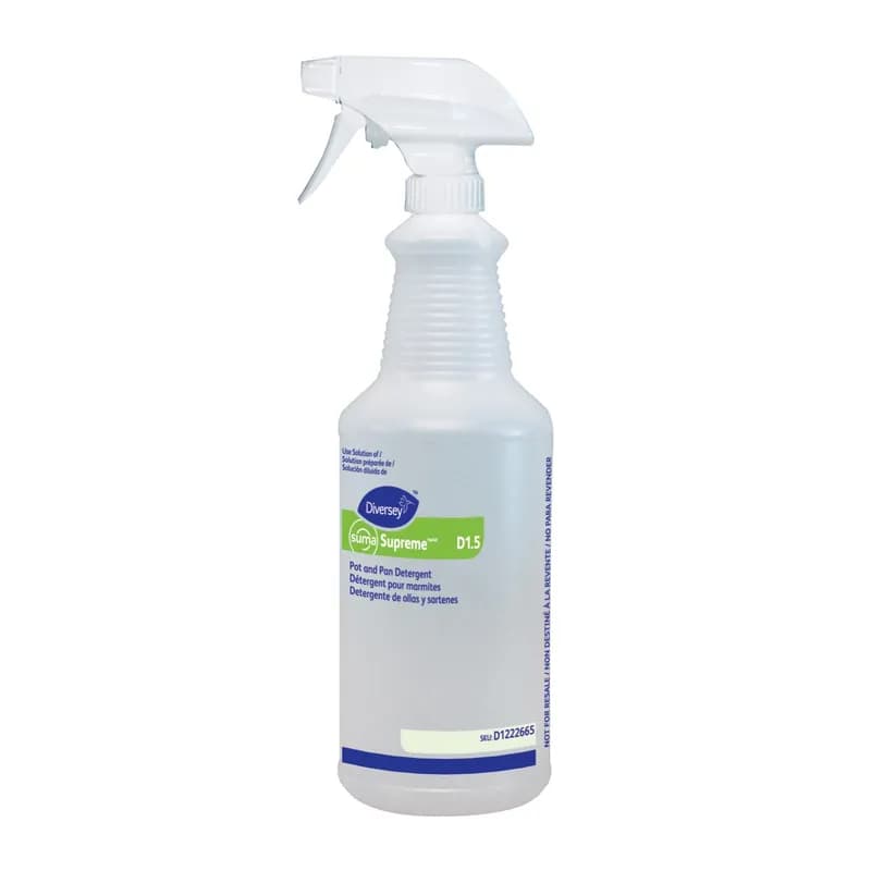 Suma Supreme Pot and Pan Detergent Spray Bottle 32 OZ Plastic Empty 12/Case
