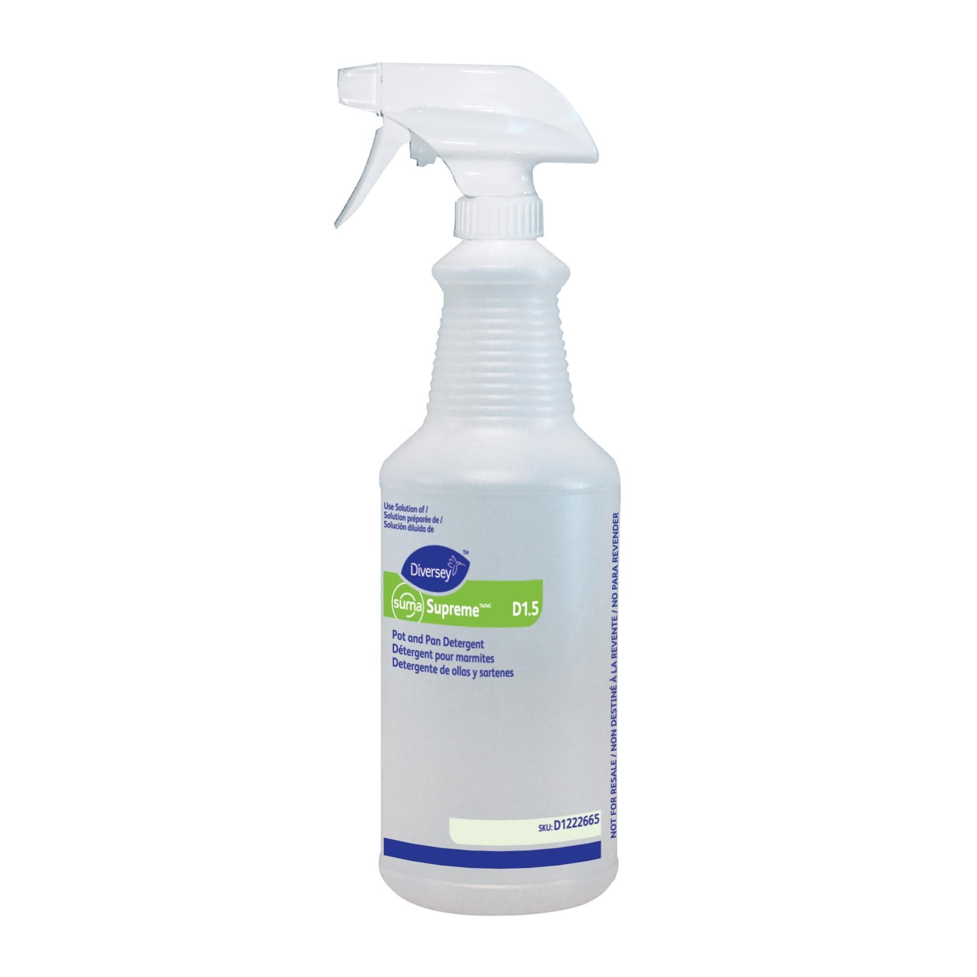 Suma Supreme Pot and Pan Detergent Spray Bottle 32 OZ Plastic Empty 12/Case