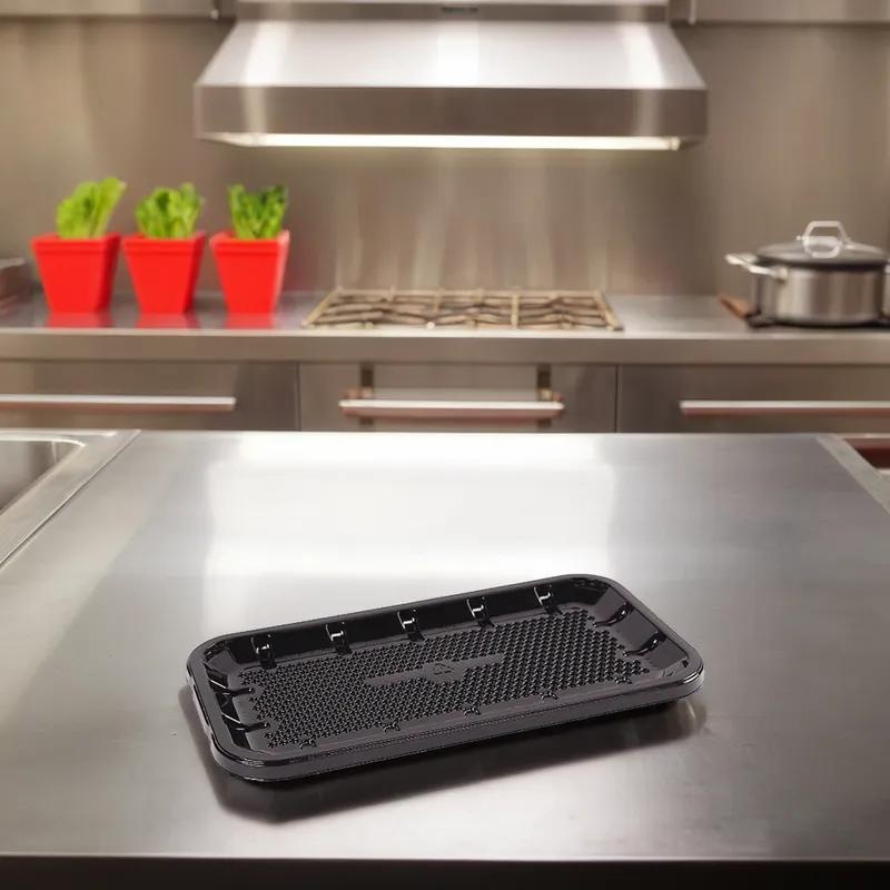 EZ-Tray 10S Meat Tray 10.75X5.75X0.51 IN APET Shallow Black Rectangle Honeycomb 300/Case