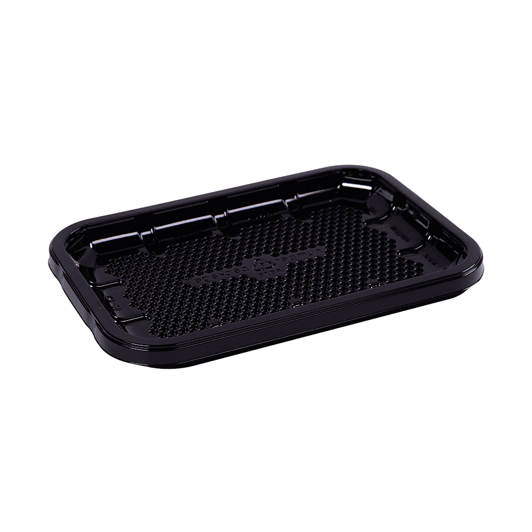 EZ-Tray 2S Meat Tray 8.25X5.75X0.5 IN APET Shallow Black Rectangle Honeycomb 300/Case