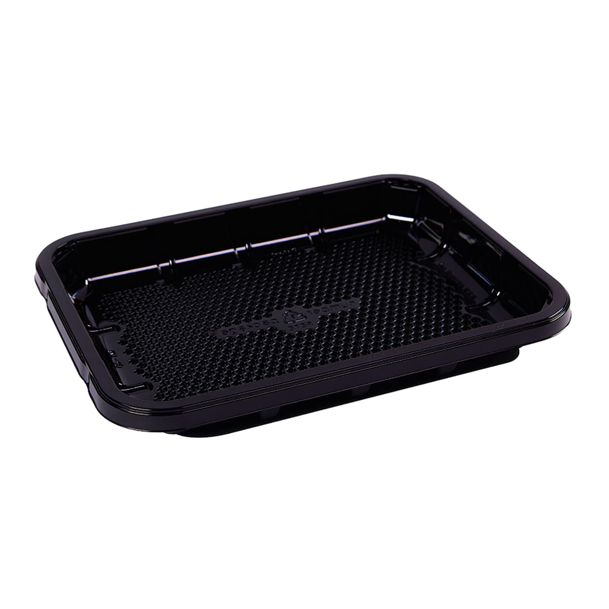 EZ-Tray Meat Tray 9.25X7.25X1 IN 1 Compartment PET Deep Black Rectangle Honeycomb Disposable 300/Case