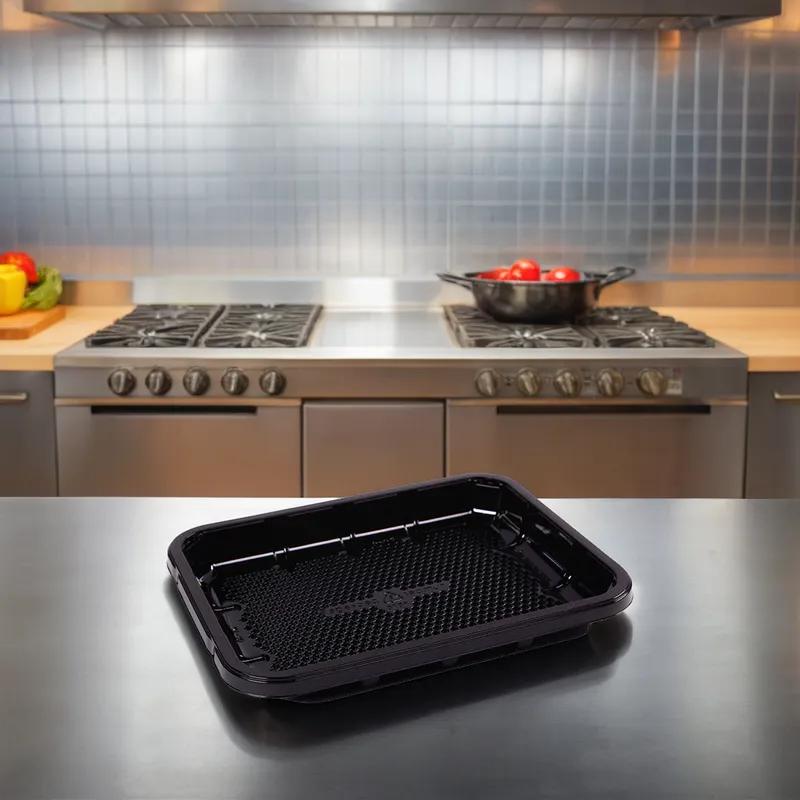 EZ-Tray Meat Tray 9.25X7.25X1 IN 1 Compartment PET Deep Black Rectangle Honeycomb Disposable 300/Case
