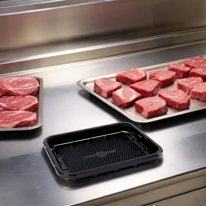EZ-Tray Meat Tray 9.25X7.25X1 IN 1 Compartment PET Deep Black Rectangle Honeycomb Disposable 300/Case