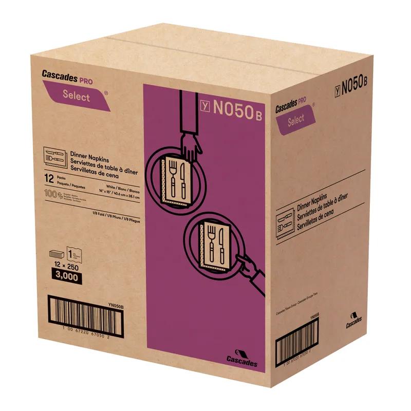 Cascades PRO Select® Dinner Napkins 15X17 IN Paper 1PLY 1/8 Fold 3000/Case