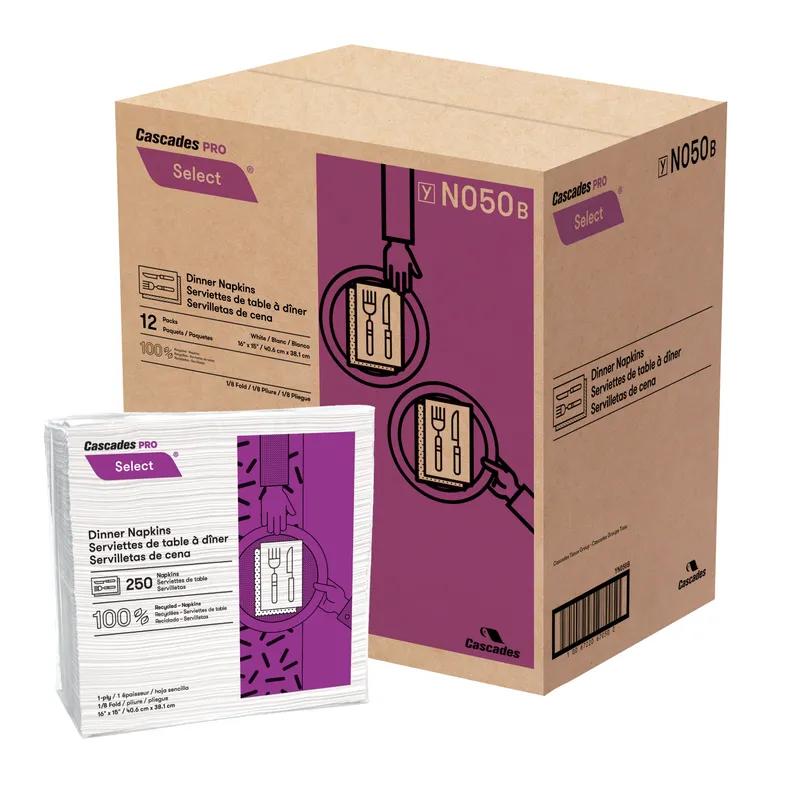 Cascades PRO Select® Dinner Napkins 15X17 IN Paper 1PLY 1/8 Fold 3000/Case