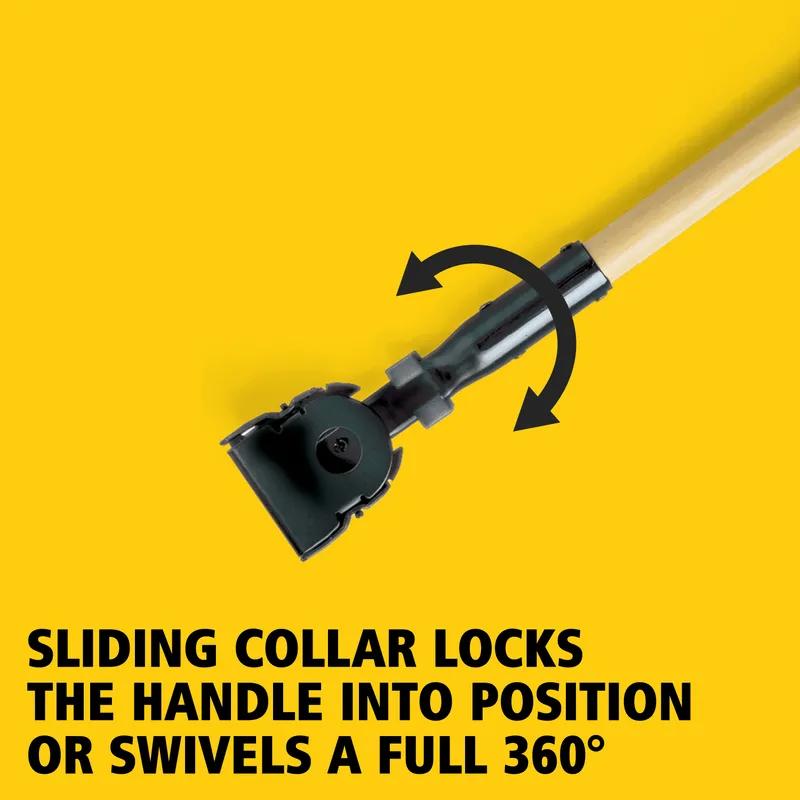 Mop Handle 60IN Natural Black Wood Snap-On Swivel 1/Each