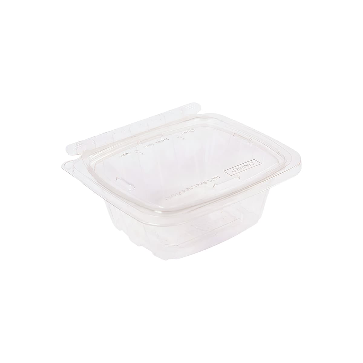 CrisPak Pro-Lok Deli Container Hinged With Flat Lid 12 OZ PET Clear Rectangle Tamper-Evident 400/Case